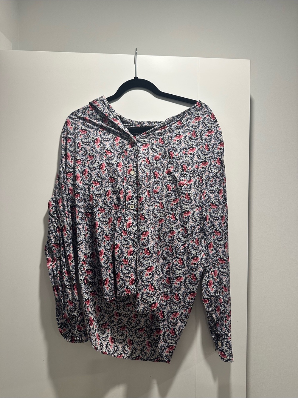 Isabel Marant Navy, White & Pink Paisley Button-Down Shirt and Skirt Set